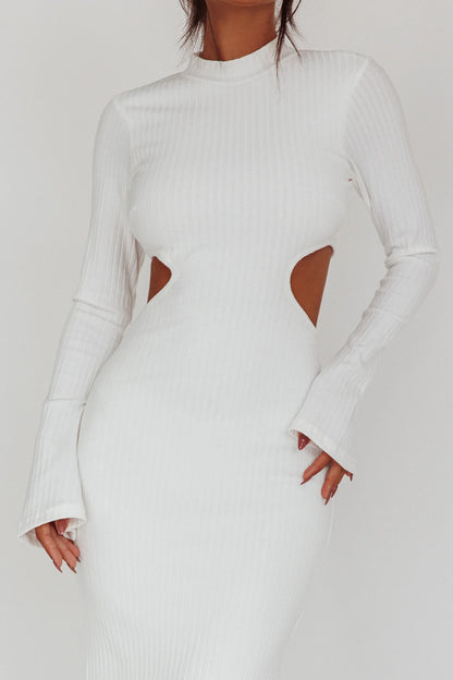 Shianne Long Sleeve Knit Maxi Dress White