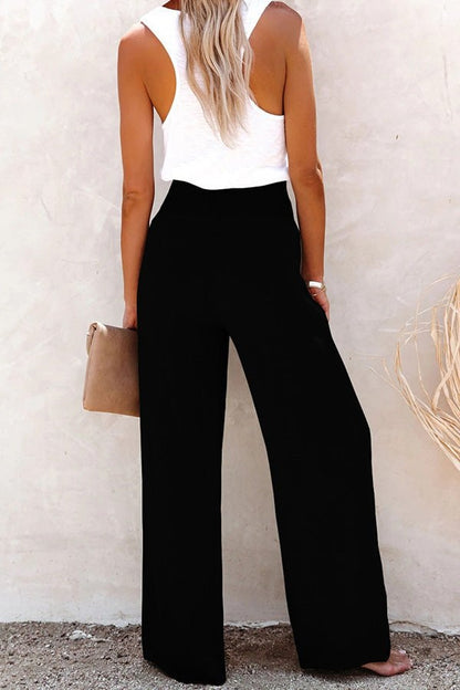 2025 Hot Sale Linen Blend High Rise Smocked Pants