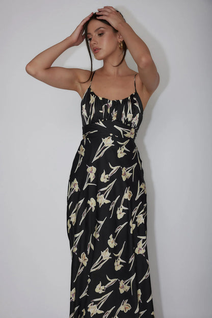 Linka Cami Strap Midi Dress Orchid Black