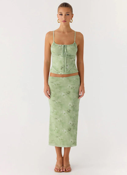 Bending My Rules Top - Blurred Lime