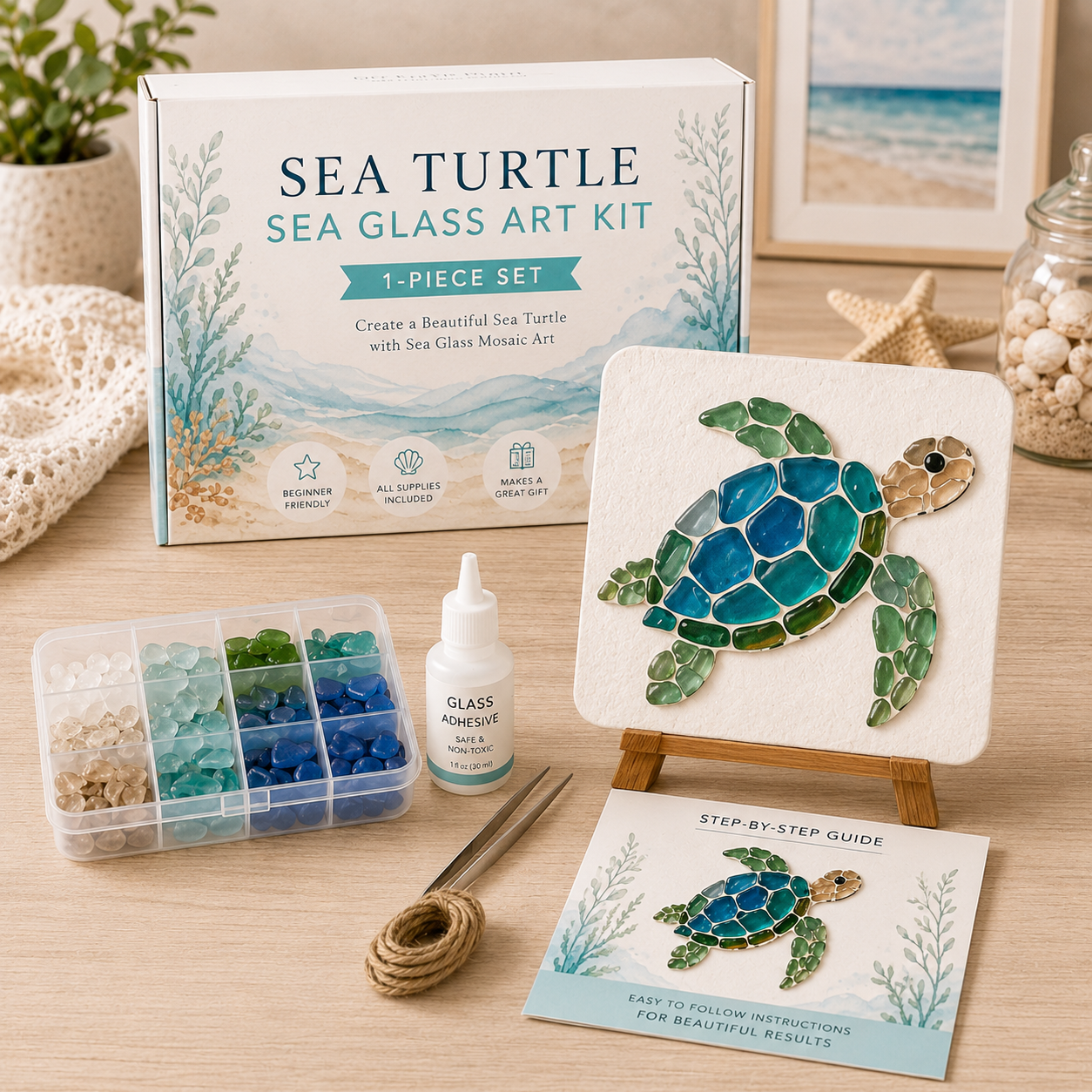 🌸🙏💖Sea Glass Art Kit – Create Stunning Mosaic Masterpieces at Home 🐢