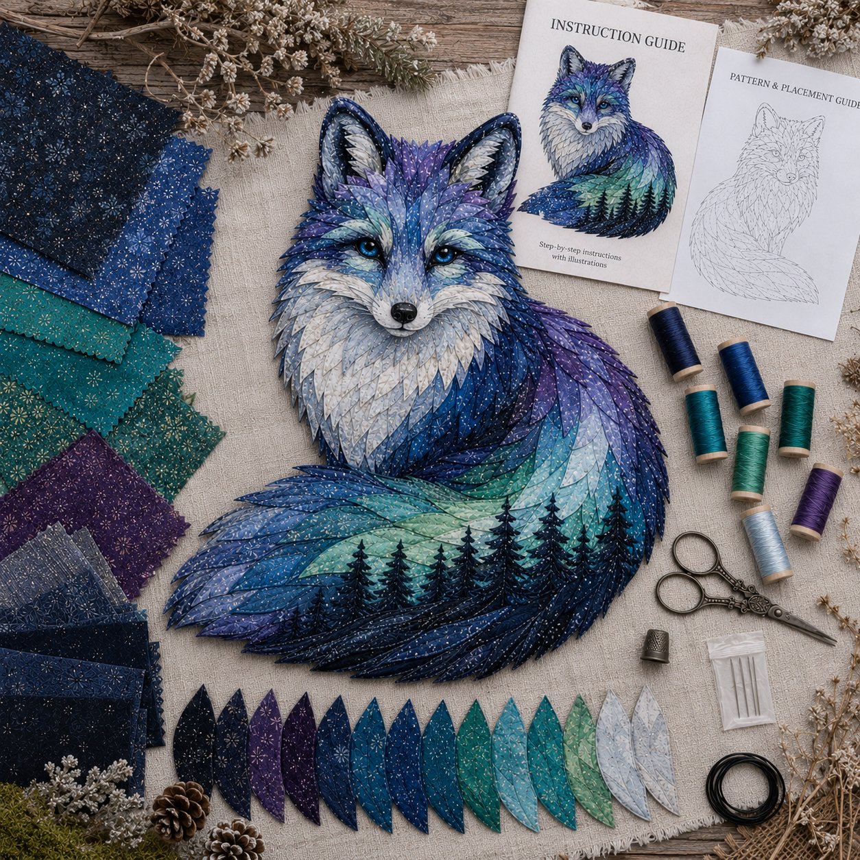 🌌🐺Northern Lights Wildlife DIY Patchwork Kit