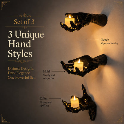 🖤 Wall Mounted Creepy Reaching Hands - Life-Sized Gothic Candle Holders