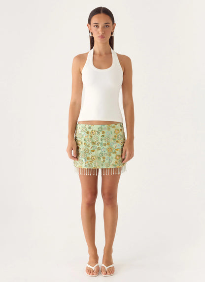 Bliss Beaded Mini Skirt - Lime