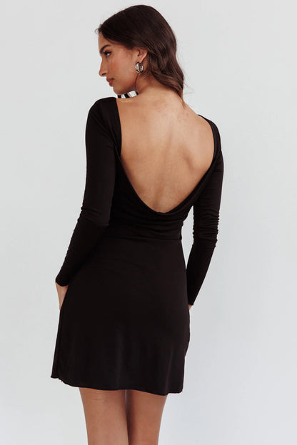 Chessie Long Sleeve Mini Dress Black