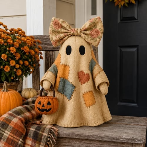 👻Lighted Vintage Patchwork Ghost