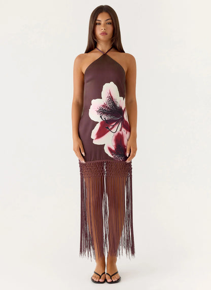 Niahvette Halter Midaxi Dress - Velvet Bloom