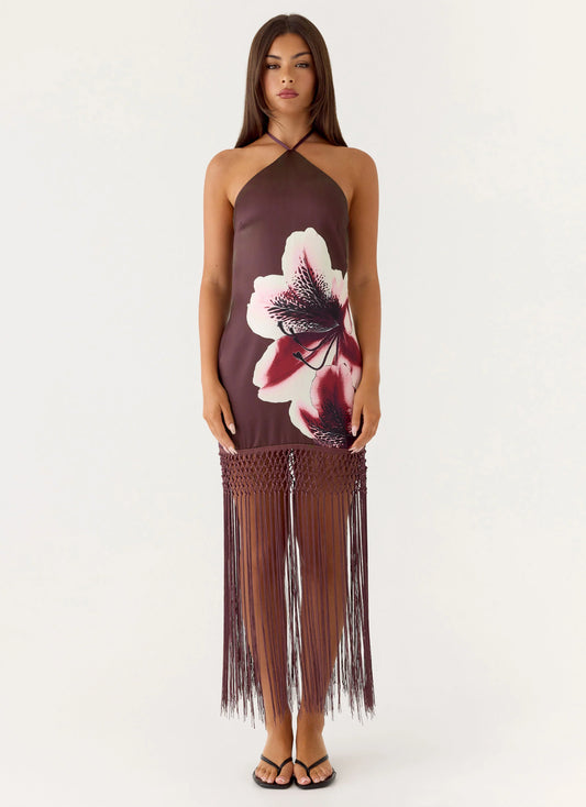 Niahvette Halter Midaxi Dress - Velvet Bloom