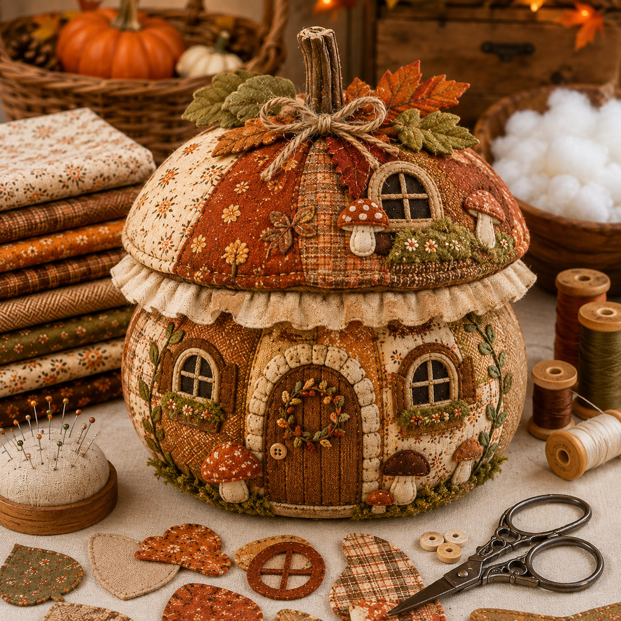 Cozy Harvest Pumpkin Patchwork Kit – DIY Quilted Fall Décor