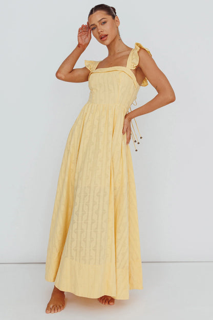 Greatest Hits Ruffle Strap Maxi Dress Yellow