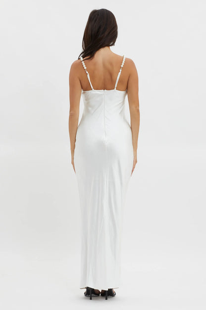 Saving Grace Pearl Strap Maxi Dress Oyster