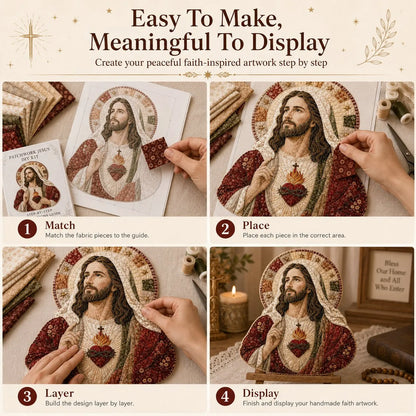 ✝️🧵 Premium Handmade Patchwork Jesus DIY Kit | High-Quality Layered Fabric with Stitched Details DIY Handmade Devotional Decor 🕊️✨