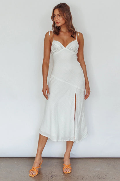 Clovelly Tied Shoulder Midi Dress White