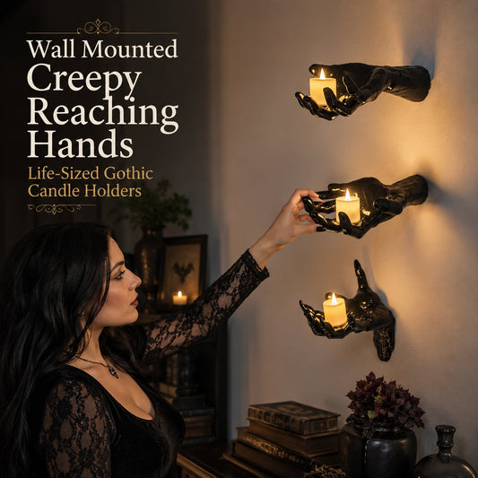 🖤 Wall Mounted Creepy Reaching Hands - Life-Sized Gothic Candle Holders