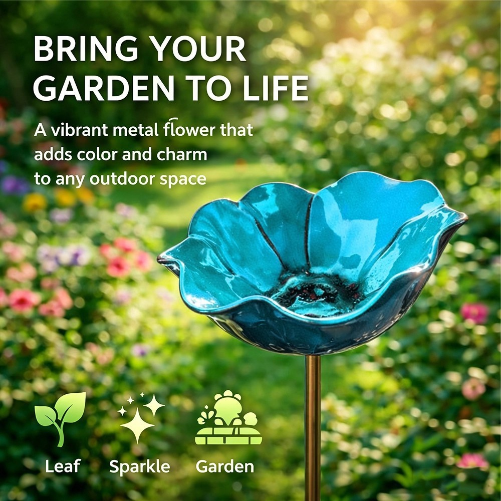 🐦Handcrafted Outdoor Metal Flower Garden Stakes