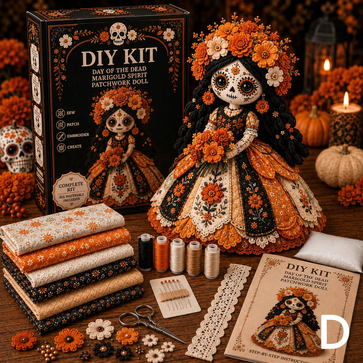 🔥50% Off Last Day - Day of the Dead Patchwork Doll DIY Kit