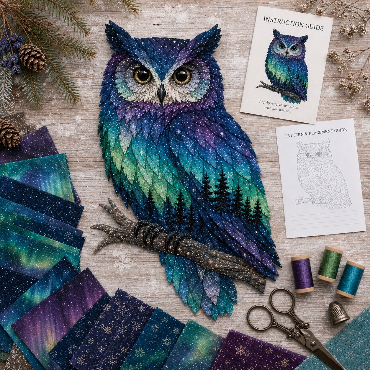 🌌🐺Northern Lights Wildlife DIY Patchwork Kit
