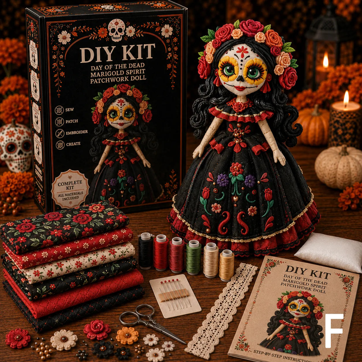 🔥50% Off Last Day - Day of the Dead Patchwork Doll DIY Kit