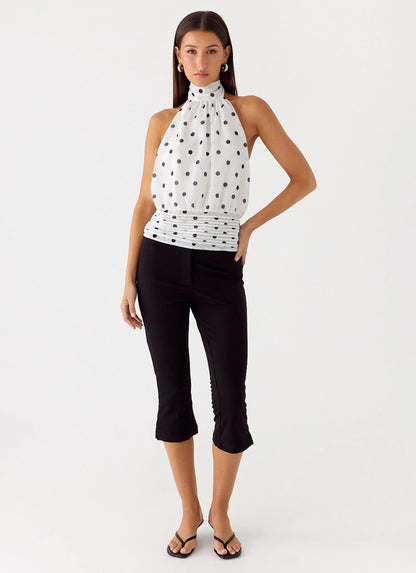 Willow Chiffon Top - White Polkadot