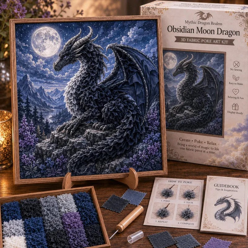 🎁Last Day Sale - 49% OFF🐉 Mythic Dragon Realms 3D Fabric Poke Art Kit