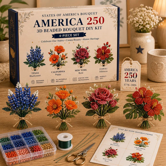 America 250 Beaded Bouquet DIY Kit – Limited Edition Patriotic Craft Collection