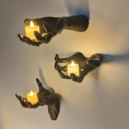 🖤 Wall Mounted Creepy Reaching Hands - Life-Sized Gothic Candle Holders