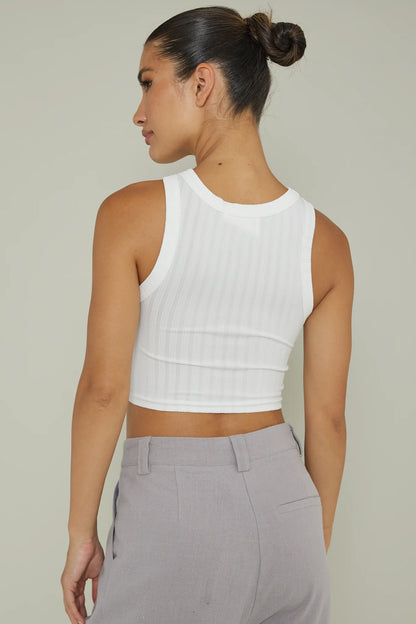 Seeker Ribbed Crop Top White