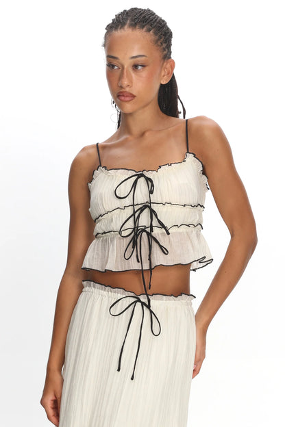 Maidens Tie Detail Overlock Top Cream