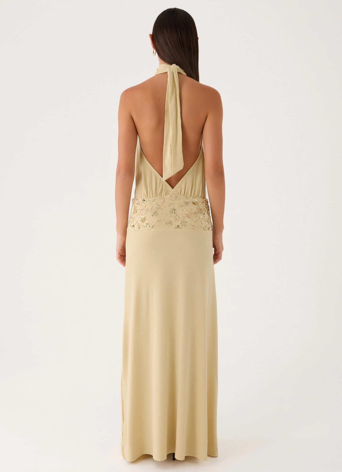 Donyale Halter Maxi Dress - Pale Olive