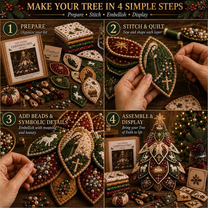 ✝️Religious-Themed Beaded & Quilted Christmas Tree DIY Kit