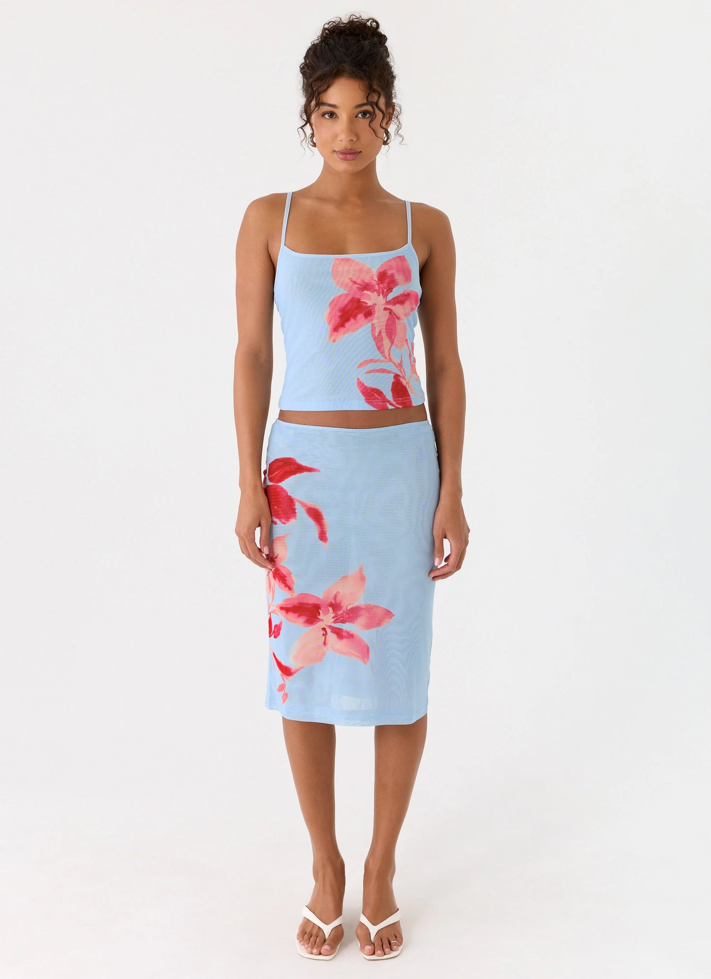 Tamia Midi Skirt - Blue Petal