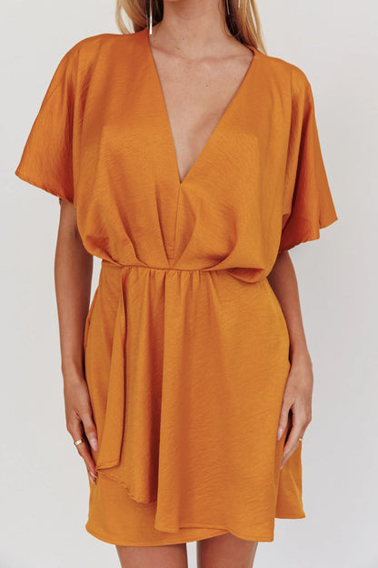 Lunisolar Flutter Sleeve Mini Dress Mustard