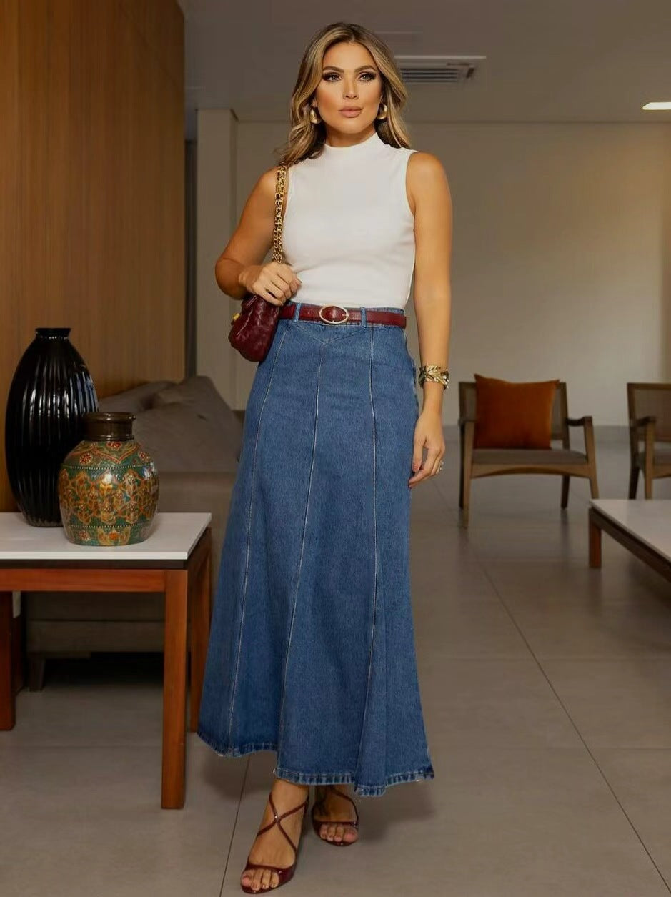 Women's Long Denim Skirt🔥 Flattering A-Line Denim Skirt – 50% OFF