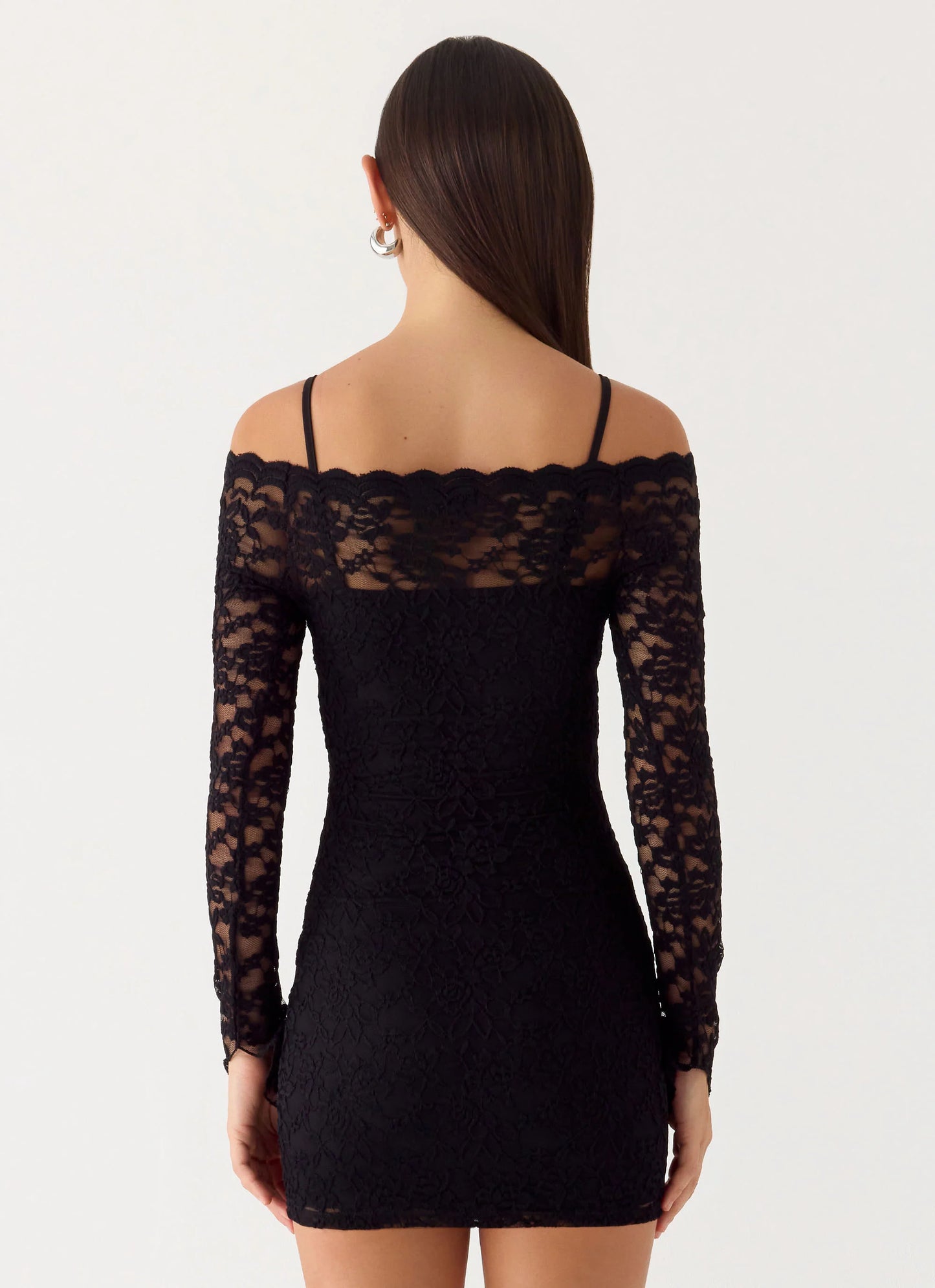 Just This Once Lace Mini Dress - Black