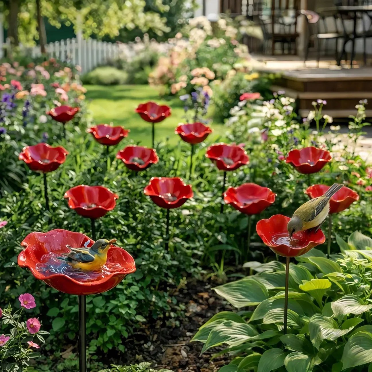 🐦Handcrafted Outdoor Metal Flower Garden Stakes