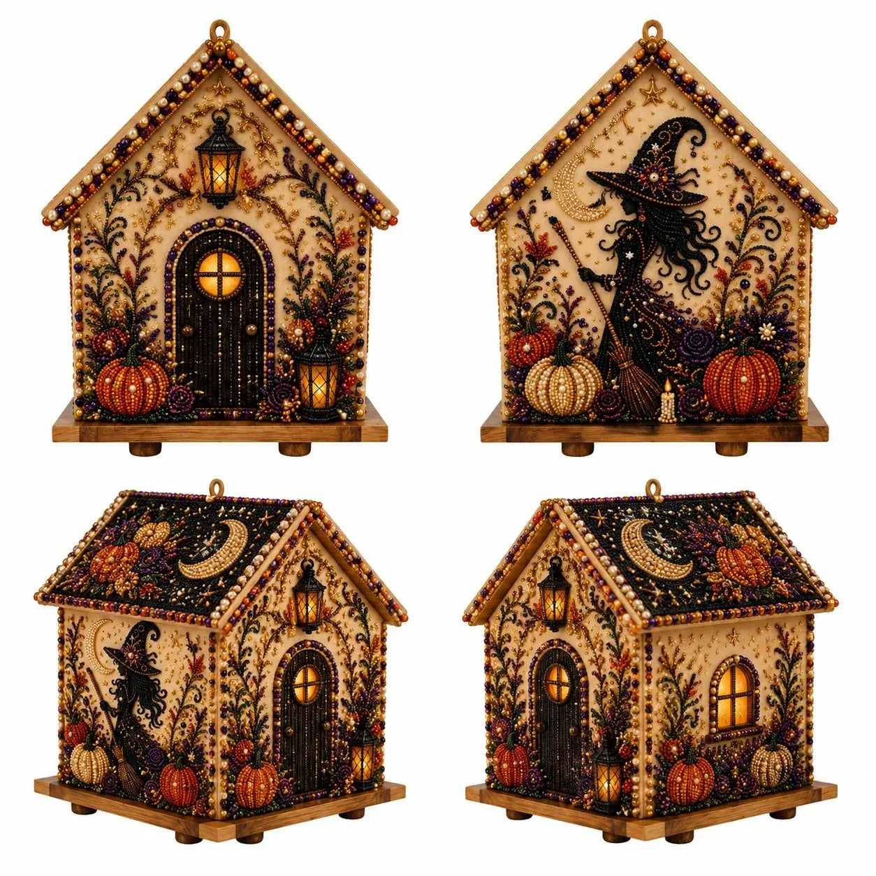🏚️🎃Moonlit Wooden Cottage 3D Pearl Art Kit Collection | Complete Kit with All Tools & Step-by-Step Guide Included 💕