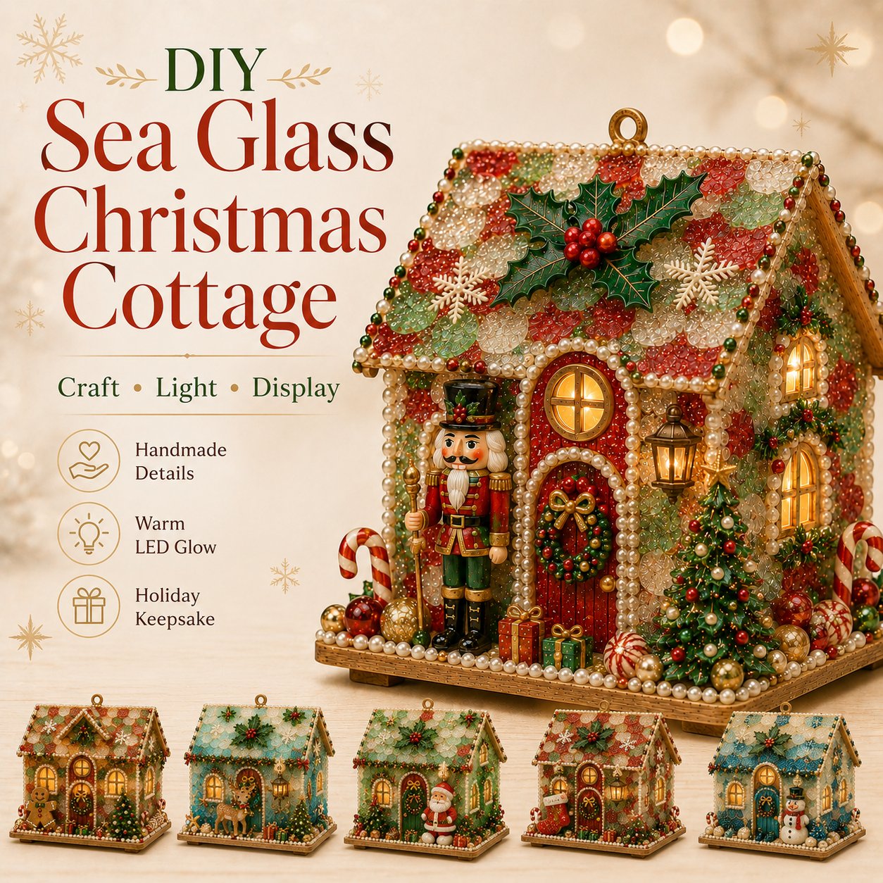 🏡DIY Glowing Coastal Glass-Style Christmas Cottage Kit Collection 💕