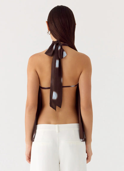 Corrida Backless Top - Chocolate Blue Dot