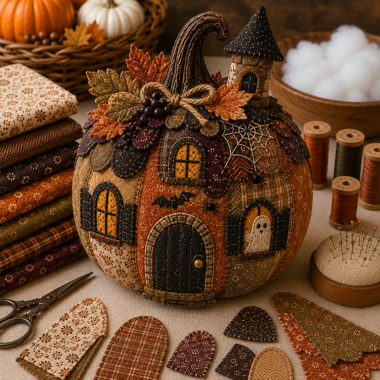 Cozy Harvest Pumpkin Patchwork Kit – DIY Quilted Fall Décor