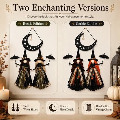 Moonlit Witch Sisters Wall Hanging