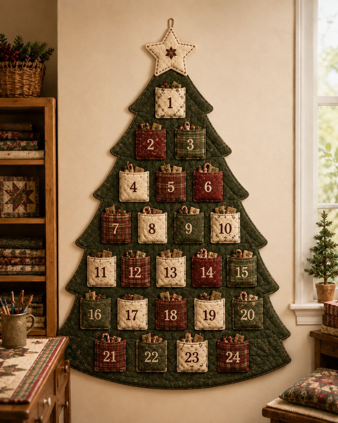 🎄✨DIY 24-Pocket Fabric Christmas Advent Tree Kit