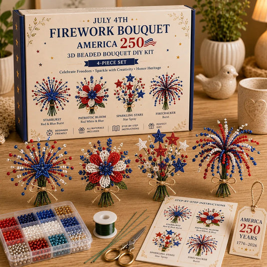 America 250 Beaded Bouquet DIY Kit – Limited Edition Patriotic Craft Collection