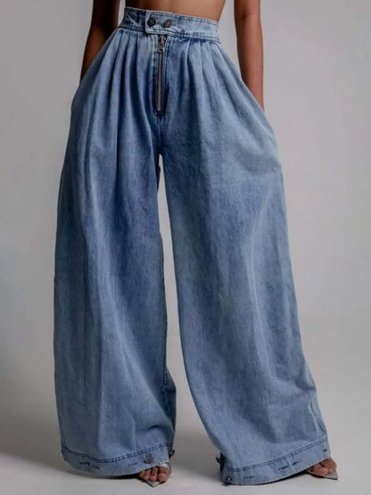 Women's Casual High-waist Zipper Jogger Jeans