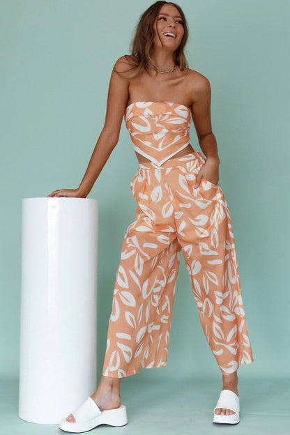 Randi Tie-Back Top Leaf Print Mango