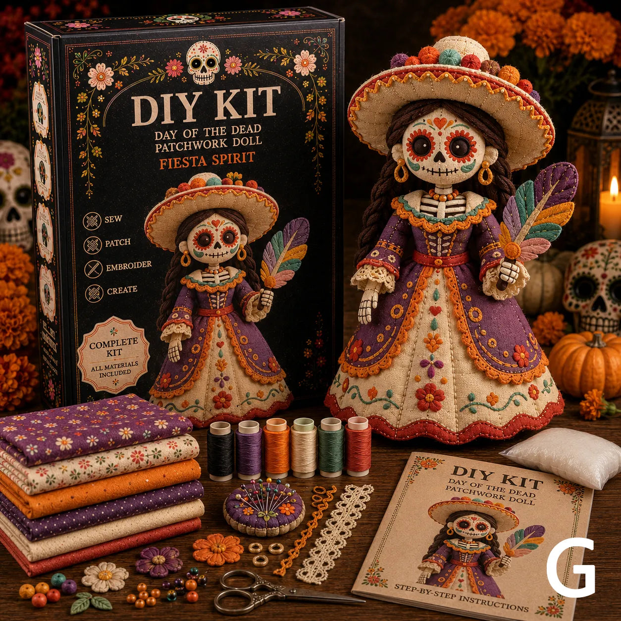 🔥50% Off Last Day - Day of the Dead Patchwork Doll DIY Kit