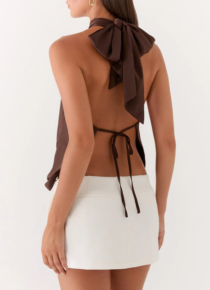 Maddox Scarf Top - Chocolate