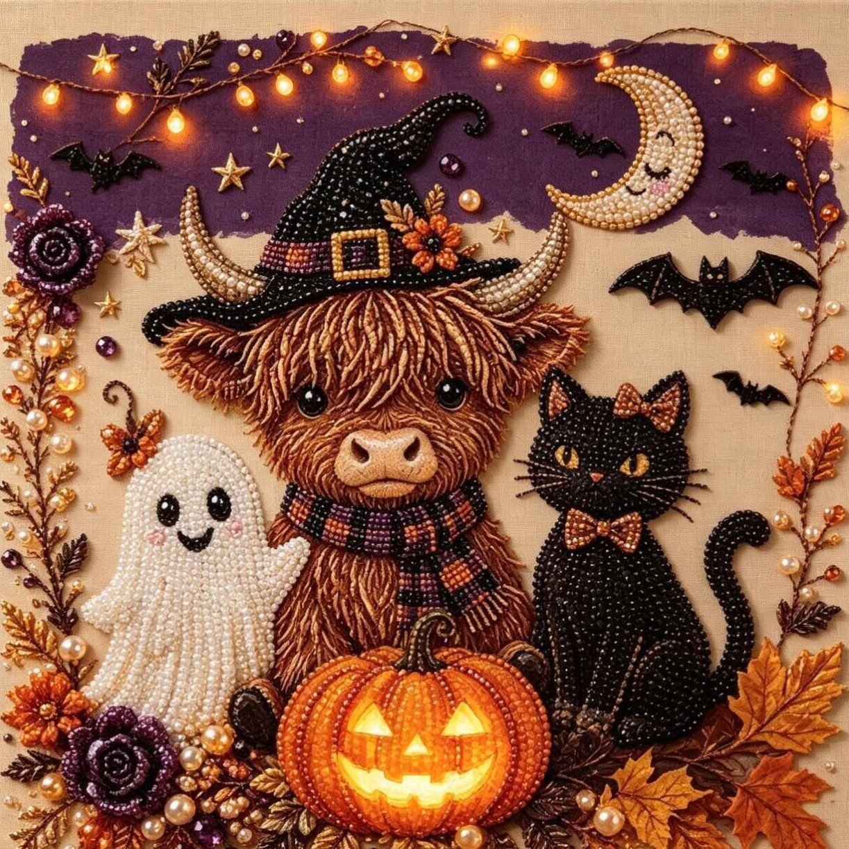LAST DAY 50% OFF - Halloween Pearl Diamond Art DIY Kit (No Mess, Beginner)