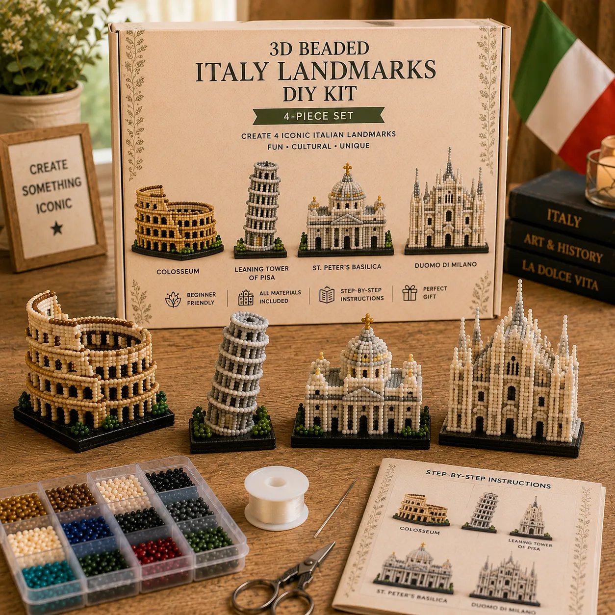 🌍 3D Beaded World Landmarks DIY Kit