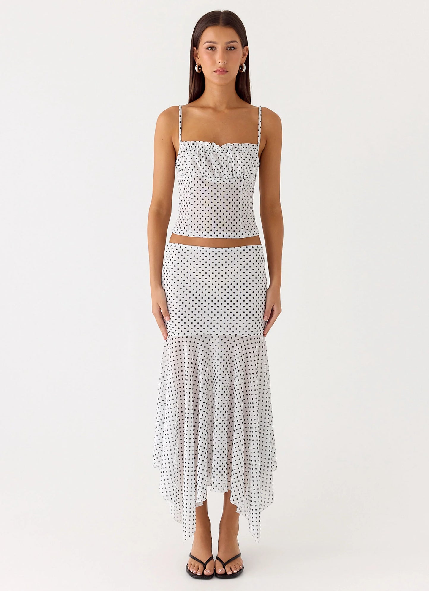 Buffy Top - White Polkadot