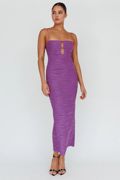 Orion Keyhole Bodice Midi Dress Purple